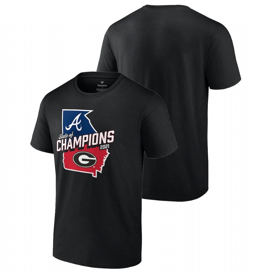 Georgia Bulldogs Men's NCAA Black Champions Atlanta Braves 2021 State of College Football T-Shirt RMS0749OC